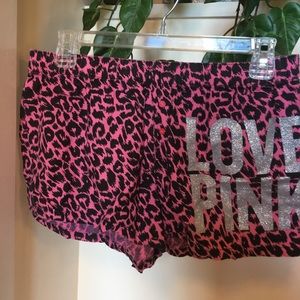 PINK VS Love Pink Bling Pink Leopard Sleep Shorts